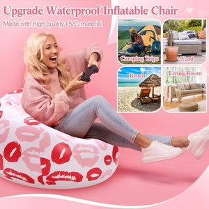 Fauteuil gonflable en PVC rose 37,4*21,65*15,75 pouces, pouf en forme de lèvre rouge pour piscine, camping, balcon, salon, chambre à coucher, salle de lecture - Product Image 6