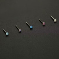 G23 Implant Grade Titanium Prong Set Opal Top Nose Screw Rings Naril Screw Body Piercing Jewelry Nose Stud Jewelry