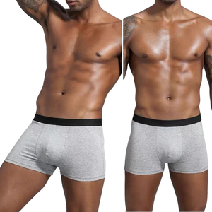 Boxers pour hommes EU & USA, personnalisables avec logo, en coton et élasthanne, avec logo sur la ceinture, couleur unie, sport, ouverture frontale, grandes tailles - Product Image 1