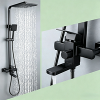Ensemble de douche pluie monocommande noir en acier inoxydable 304 pressurisé pour hôtel, vente en gros