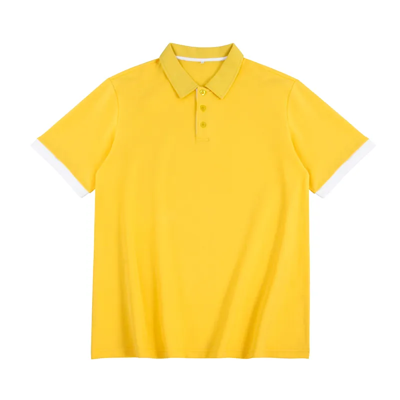 Moda di alta qualità camicia Polo con colletto bianco Unisex ricamato Polo T Shirt con Logo personalizzato per gli uomini