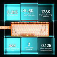 AULA HERO 68 XS Dual 8000Hz Polling Rate Tri-mode Connectivity PC Transparent Keycaps 360° ARGB Lighting Esports Gaming Keyboard