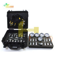 Kit de test de pression hydraulique Hangood 5 jauges, 5 tuyaux de test, 13 raccords et 14 connecteurs en T, double couche 1/10/25/40/60Mpa