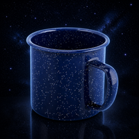 Mug à café émaillé Ciel Nocturne 12oz, émaillage moucheté étoilé, résistant aux flammes, tasse de camping, cadeau de fêtes pour Noël et Thanksgiving