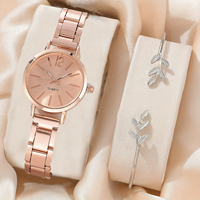 Montre de Luxe pour Femme, Bracelet Argenté, Quartz, Cadran Simple, Ensemble de Montres Tendance Or, pour Étudiantes et Dames, Reloj