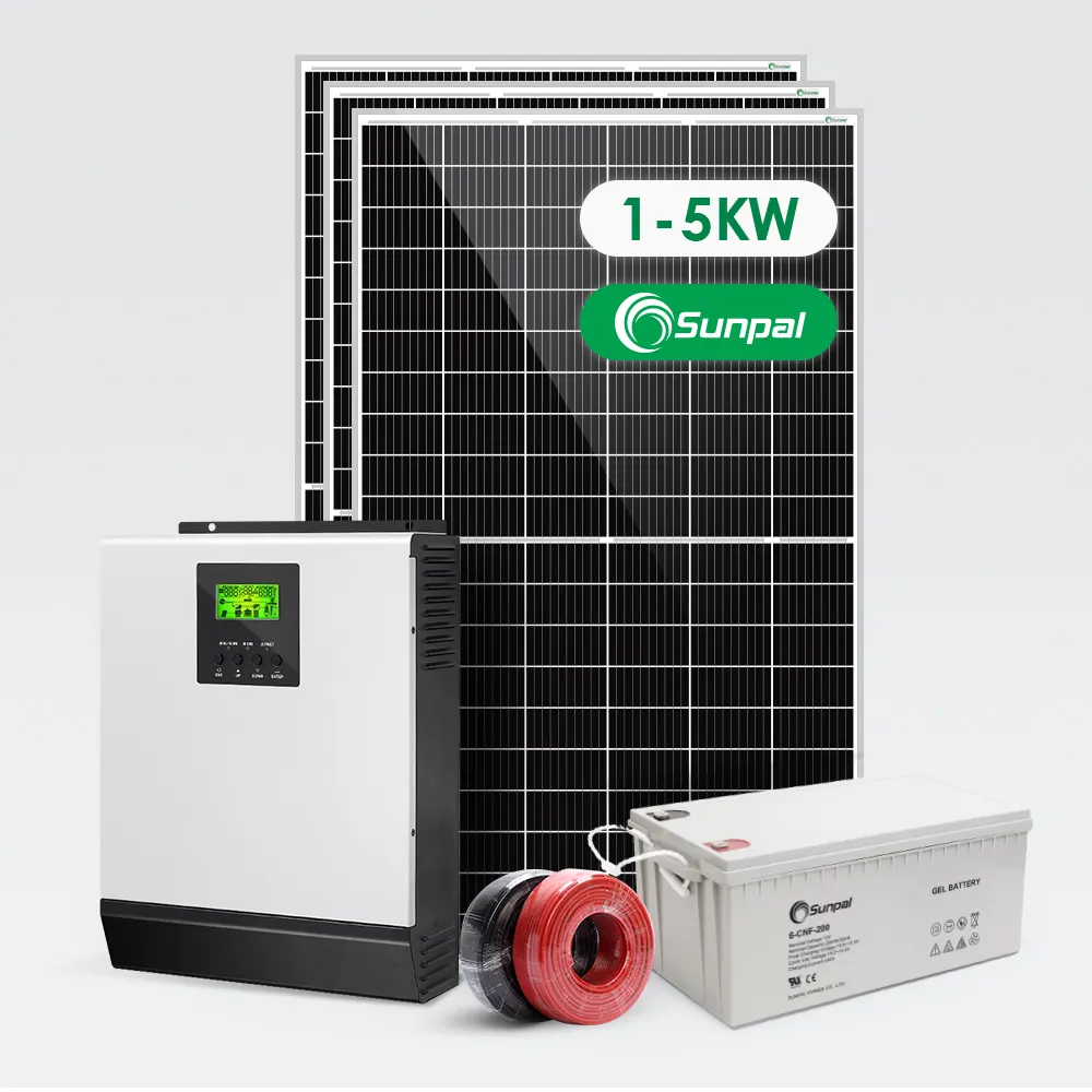 Sunpal ระบบพลังงานแผงโซลาร์เซลล์ออฟกริด1000W ระบบพลังงานแสงอาทิตย์4Kw 5Kw 3Kw ไฮบริดชุดเต็มรูปแบบสำหรับบ้านกริด