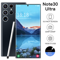 Smartphone Note 30 6,8 pouces 32+64MP Deca Core LTE 4G 5G Déverrouillage facial 120Hz Android 12.0