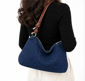 Sac fourre-tout portable en polyester tissé fait main pour femme, avec fermeture éclair, idéal pour la plage et le quotidien, coloris tendance, vente chaude - Product Image 5