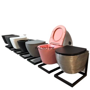 Inodoro suspendido KALNIO de cerámica ovalado, inodoro moderno para baño. - Product Image 5