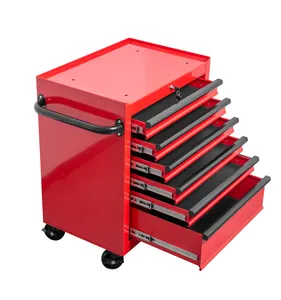 Werkzeugkasten-Wohnwagen 26,5 Zoll rote Beschichtung 6-Schubladen Rolling-Werkzeugwagen mit Werkzeugen