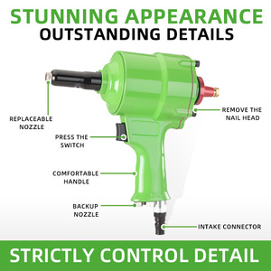 Pistola <span class=keywords><strong>Remachadora</strong></span> Neumática ODM OEM, <span class=keywords><strong>Remachadora</strong></span> de Aire de Gran Fuerza de Tracción, Sin Atascos de Clavos, para Trabajos de Fijación Industrial - Product Image 3