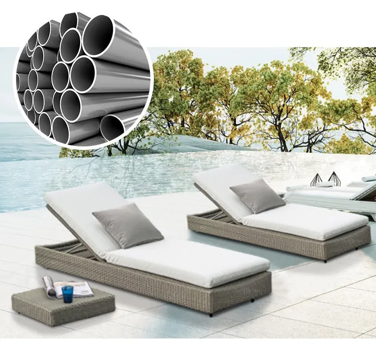 Lussuoso Designer contemporaneo all'aperto Rattan vimini giardino lettino da sole mare piscina lettino