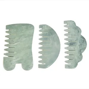 स्वास्थ्य देखभाल उत्पादों प्राकृतिक जेड पत्थर कंघी guasha चिकित्सा सिर की मालिश उपकरण अनुकूलित विभिन्न रत्न कंघी जेड scraping कंघी