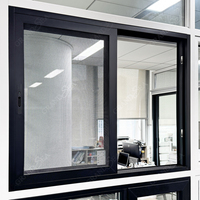 Ventana Corredera de Aluminio AS2047 de Tres Vías con Mosquitera, Resistente a Huracanes, Doble Acristalamiento, Vidrio Tintado de Gran Tamaño para Casa