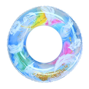 Children's Inflatable Swimming Ring <b>Sequined</b> Feather Design 30 Inch Water Float For Pool Fun - Product Image 4