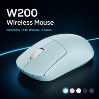 W200 2.4G Mouse Nirkabel 3 Tombol Optik Klik Senyap Ergonomis ABS dengan Penerima USB untuk Komputer Kantor Rumah
