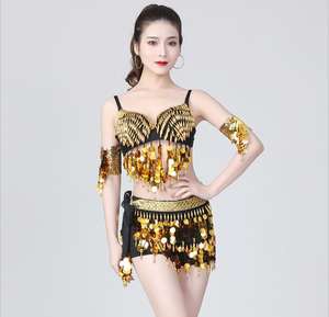 Completo per <span class=keywords><strong>Danza</strong></span> del Ventre Sexy per Performance, Lavorazione a Maglia Incrociata Manuale, Include Reggiseno e Gonna Avvolgente - Product Image 6