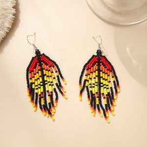 Pendientes de cuentas de <span class=keywords><strong>semillas</strong></span> Miyuki tejidos hechos a mano con patrón de hoja de <span class=keywords><strong>arce</strong></span> degradado de joyería Bohemia - Product Image 5