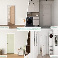 Puerta Interior de Madera Estilo Shaker 30x80, Blanca Preimpregnada, Puerta Shaker de 5 Paneles para Proyectos de Viviendas y Apartamentos Americanos
