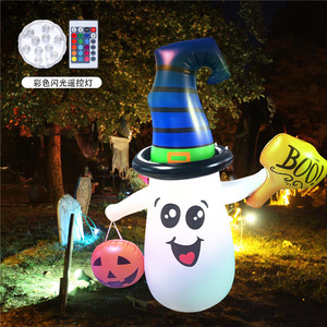 Inflatable Halloween Ghost With Witch Hat Outdoor Yard Decoration PVC Inflatable Party Prop For Garden Patio Halloween Decor - Product Image 2