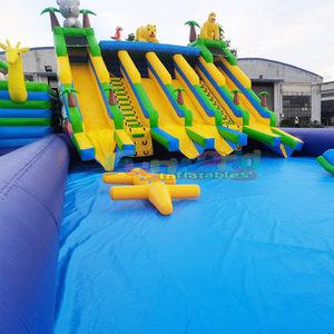 Tobogán acuático comercial para exteriores con piscina gigante, parque acuático inflable, parque acuático inflable tipo jungla. - Product Image 6