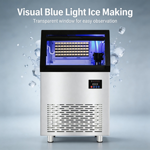 Máquina de Hielo Comercial de 60KG/24H, Autolimpiante, Refrigerada por Agua, Ahorro de Energía, Bajo Consumo, para Bares, Cafés, Hoteles, 110-240V, 60KG/24H - Product Image 1