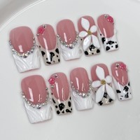 Faux ongles 3D en strass à presser, conçus sur mesure, marque privée, couverture complète, pour femmes, vente en gros