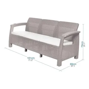 Sala Jardin esterno Terraza 6 Puestos Tipo Ratan Taupe - Product Image 3