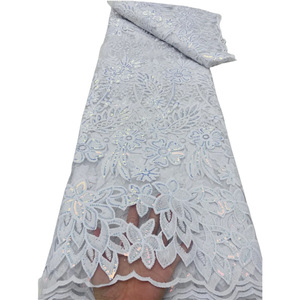 Pur blanc Guipure dentelle Sequin broderie tissu Soluble dans l'eau dentelle femme africaine robe de mariée robe de soirée robe de soirée - Product Image 3