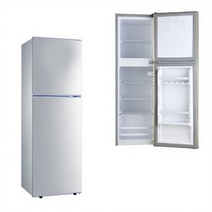 Réfrigérateur à double porte 168L en acier inoxydable avec congélateur supérieur, écoénergétique, idéal pour appartement, dortoir, bureau, faible consommation - Product Image 1