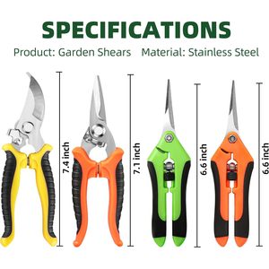 AOZOU - Juego de 4 Tijeras de Podar Manuales de Acero Inoxidable con Estructura de Mariposa y Mangos Amarillos para Diestros, para Jardinería - Product Image 2