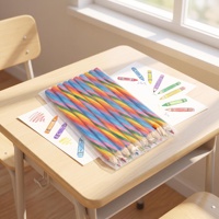 Crayon de couleur arc-en-ciel 4 en 1, mine multicolore, corps rayé en spirale, bois naturel, pour dessin, croquis, coloriage, papeterie artistique pour enfants