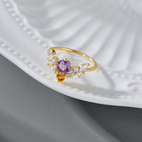 Bague Niche S925 en argent avec améthyste naturelle pour femme, style rétro, forme géométrique, bijoux fins en argent pour dîner de gala