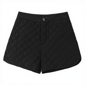 Shorts décontractés noirs respirants à taille mi-haute avec fermeture éclair, design simple, pour femmes - Vêtements de mode en gros - Product Image 1