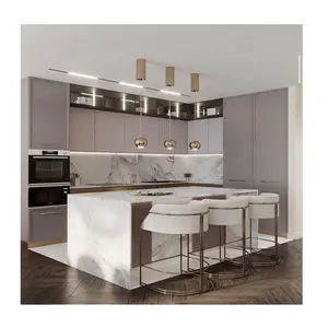 Diseños de gabinetes de cocina personalizados, muebles modernos, Nuevos Artículos populares, laca de alto brillo, gabinete de cocina MDF moderno y modular