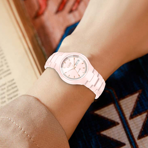 LIGE LG89267 reloj de cerámica rosa para mujer reloj de pulsera cristal analógico cuarzo impermeable elegante vestido reloj regalo para mujer - Product Image 6