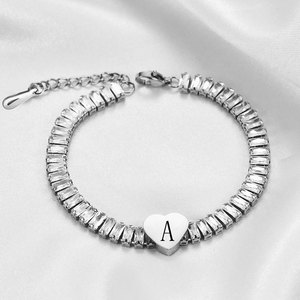 Bracelet en forme de cœur avec lettre, 11 mm, serti de zircons, bijoux de mode pour femmes, cadeau - Product Image 2