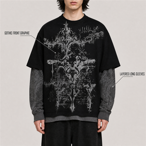 Camiseta de Moda con Capucha, Manga Regular, Estampada, Tejida, de Poliéster/Algodón, Transpirable, Cuello Oversize, Nueva, Estilo Y2K, Casual para Hombre - Product Image 3