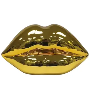 Popular Pop Art Resin Plating Red Lips Sculpture Home Decoration Colorful Resin Mouth Fiberglass Lips Sculpture