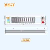 Alimentation électrique à découpage LED AC/DC IP20 pour intérieur, 24V 12V 200W, avec boîtier en aluminium pour éclairage de bande LED