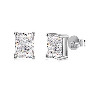 Dylam 925 Sterling <b>Silver</b> Rhodium Plated Solitaire Radiant Cut 8A Cubic Zirconia CZ Anniversary <b>Stud</b> <b>Earrings</b> for Women - Product Image 1