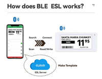 Label Rak Elektronik 4.2 Inci 4-Warna BWRY BLE 400x300 E-Paper ESL Label Harga Digital dengan Dudukan Akrilik untuk Toko Butik