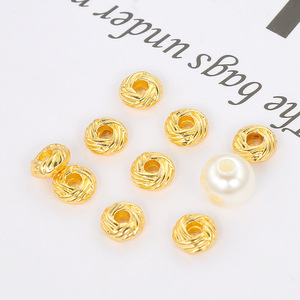 18K Gold Plated <b>Copper</b> Pineapple Knot Bead Spacer Round Loose Beads For <b>Bracelet</b> Making Jewelry Accessories - Product Image 3