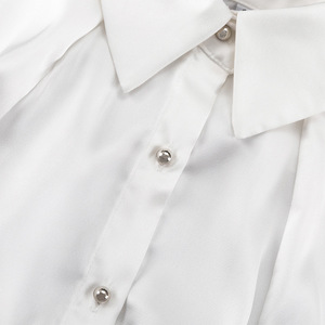 <span class=keywords><strong>Blusa</strong></span> Elegante de Manga <span class=keywords><strong>Larga</strong></span> con Cuello de Lazo Ancho y Textura Satinada de Color Sólido, Estilo Asimétrico Tipo Linterna, para Oficina - Product Image 6