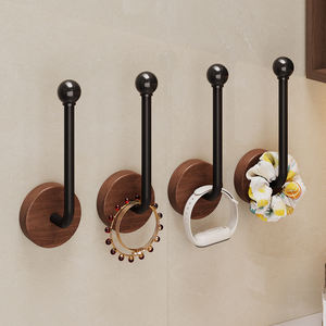 Wood Durable Hanging Hooks Long Row Traceless Towel <strong>Hanger</strong> Tape Hair Tie Storage Accessories Adhesive Wall Punch-free Hook - Product Image 5