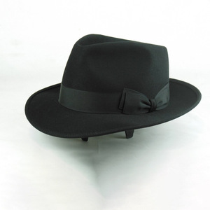 Chapeau Fedora noir avec chapeau décoratif de tissage en feutre de <span class=keywords><strong>laine</strong></span> <span class=keywords><strong>pure</strong></span> à bord court pour la pêche et la scène décontractée - Product Image 4