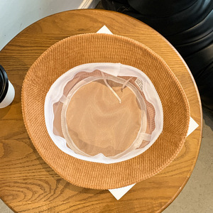 Chapeau Bob en Velours Côtelé Personnalisable avec Logo Brodé Respirant Anti-UV Style Urbain Homme Automne Hiver Chaud Petite Série - Product Image 4
