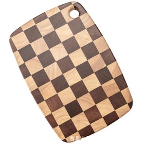 Creative Checkerboard Solid <b>Wood</b> Cutting Board 33x23x2.5cm Rubberwood Walnut Spliced Rectangle Chopping <b>Block</b> - Product Image 5