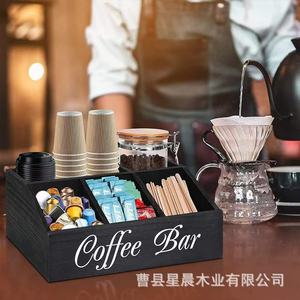 กล่องเก็บของสำหรับร้านกาแฟ 18 ลิตร กล่องไม้จัดระเบียบบนเคาน์เตอร์สำหรับใส่แคปซูลกาแฟและเครื่องปรุง - Product Image 3