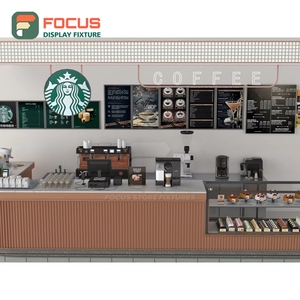 ชั้นวางสินค้ากาแฟดีไซน์ทันสมัย ตกแต่งด้วยไม้โอ๊คธรรมชาติ พื้นที่จัดแสดงเมล็ดกาแฟ ชั้นวางโชว์สำหรับร้านกาแฟ - Product Image 5